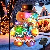 Solar Lighted Christmas Garden Flag Gingerbread Man Flag, 8 Modes Double-Sided Waterproof Christmas Outdoor Decorations for Yard, Patio, Lawn or Porch