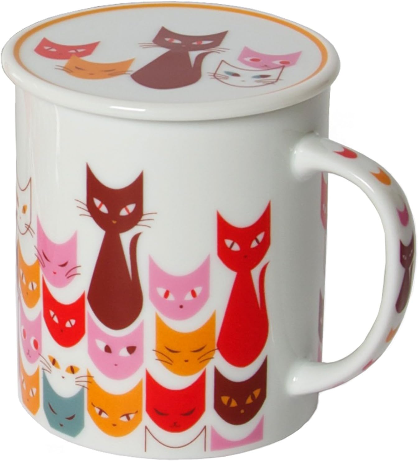 Miya Mask Red Cat Mug with Lid Made In Japan Mug Coffee