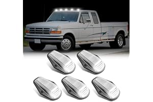 SHINEFIT 5PCS LED Cab Roof Marker Lights Replacement for 1984-1996 F150, White Top Roof Running Marker Clearance Light Compatible with 1984-1997 F250 F350