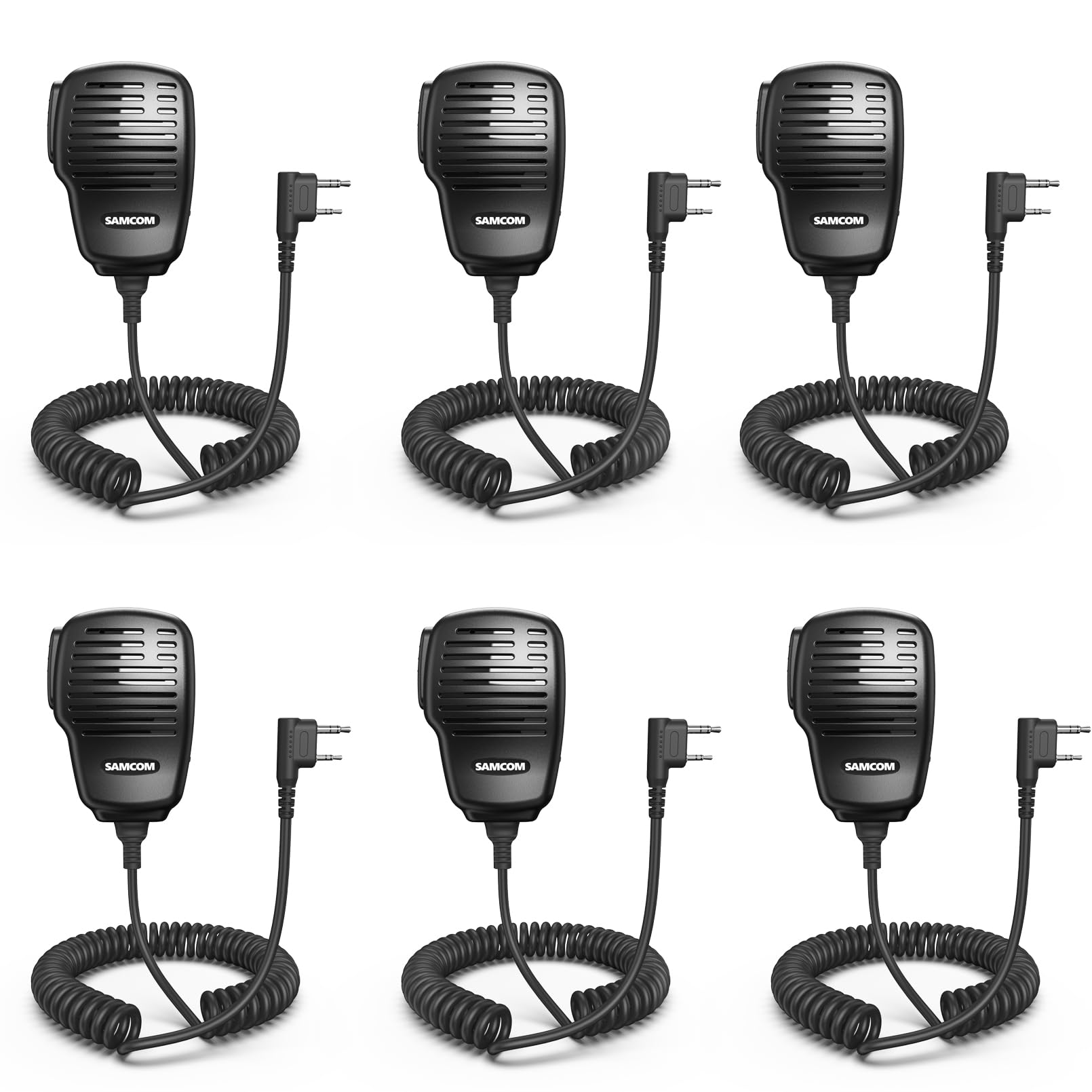 SAMCOM IP67 Waterproof Speaker Mic for Two Way Radios,SCSP05 6 Packs, 6 Packs