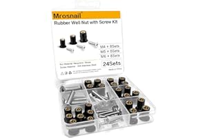 Mrosnail 24Pcs M4 M5 M6 Neoprene Well Nuts Kit with Stainless Steel Screws for Marine, Motorcycle, Kayak & Windscreen Accessories - High Strength Rubber Fasteners.