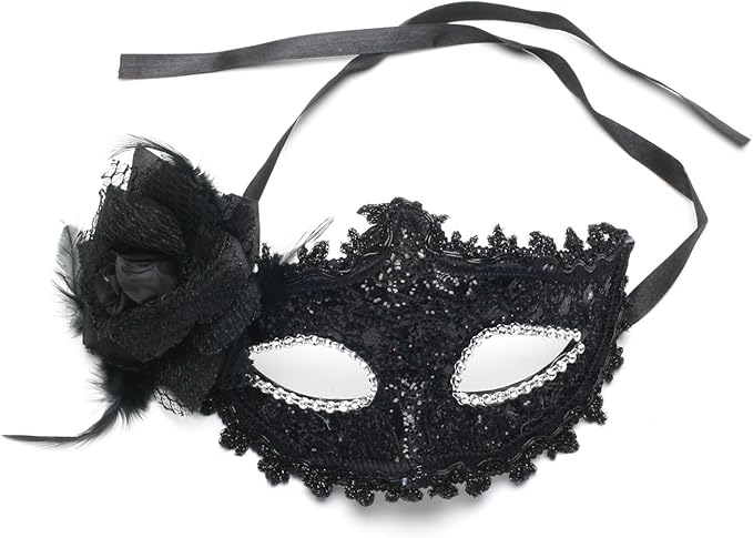 Amazon Co Jp コスプレ 小物 ヴェネチアン マスク 仮面 舞踏会 仮装 演劇 お芝居 ベネチア 薔薇 ブラック 服 ファッション小物