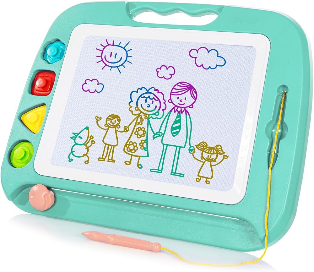 SGILE Large Magnetic Drawing Board 26x20cm Sticker Stamps Learning Toy