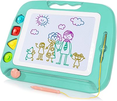 SGILE Large Magnetic Drawing Board 26x20cm Sticker Stamps Learning Toy