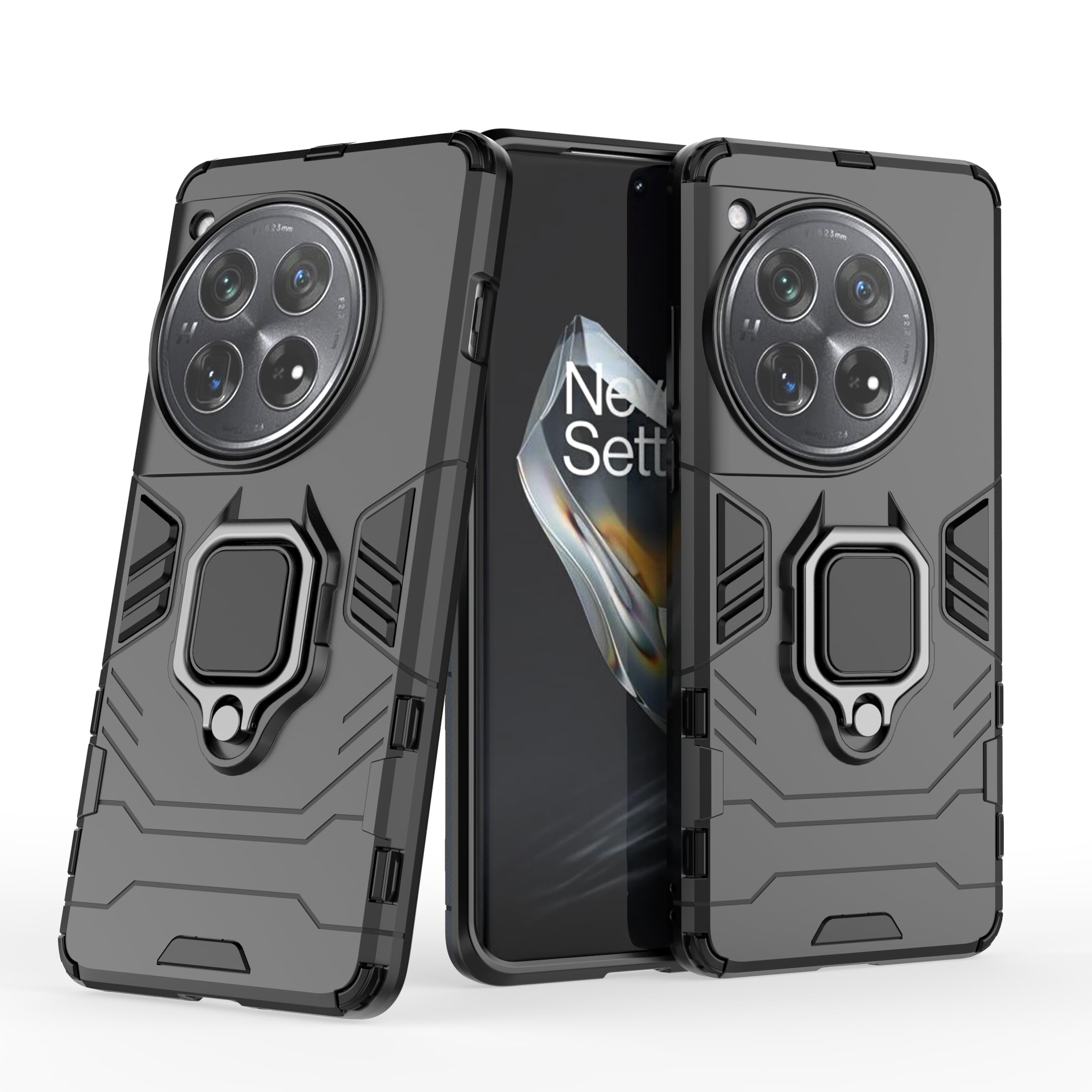 IMIRST Case for OnePlus 12 Military Grade Heavy Duty Shock Absorbing Scratch Resistant Sleek Robust Protective Cover with Ring Compatible with OnePlus 12. HB Black — image 1