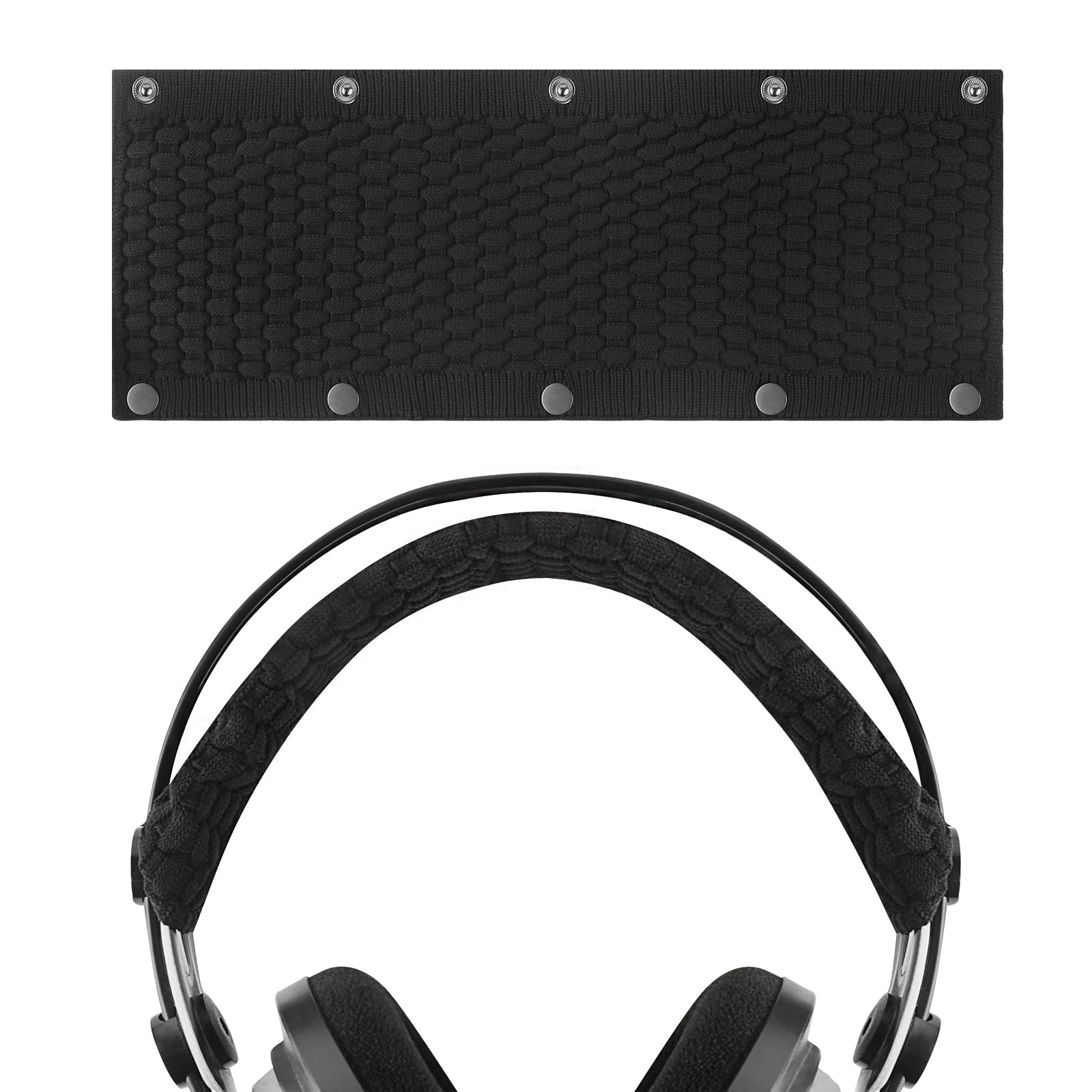 Geekria Knit Fabric Headband Cover Compatible with Logitech, Turtle Beach, Panasonic, AKG, Sennheiser, Sony Headphones, Easy DIY Installation (Black)