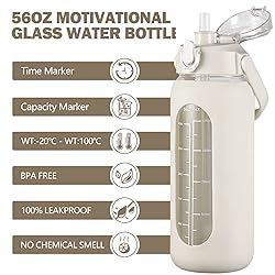 kytffu 56oz Glass Water Bottles with