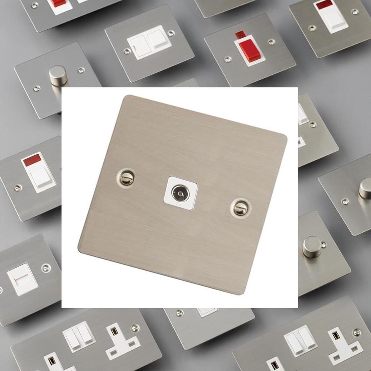 Satin Finish Stainless Steel Switches, Sockets, Dimmers & Plates (1