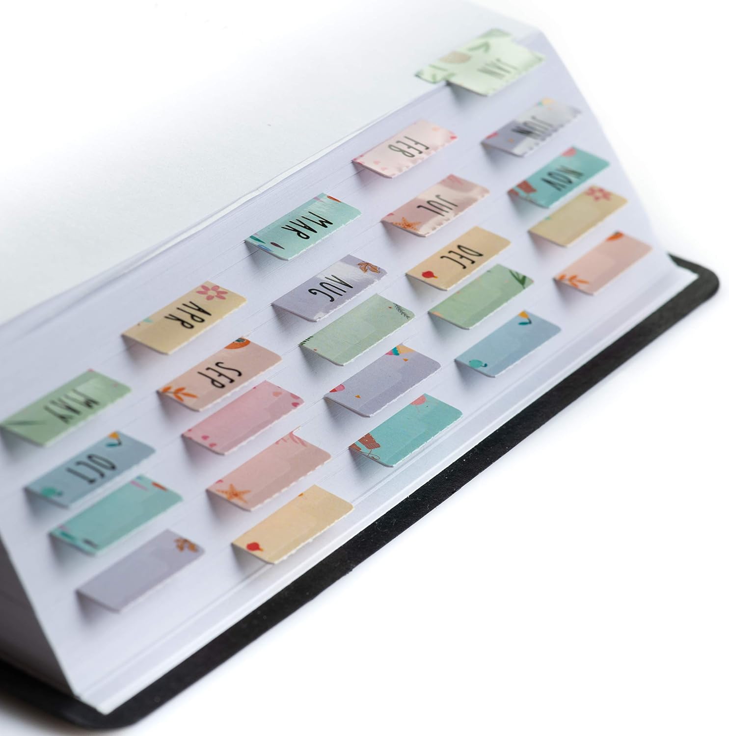 DiverseBee Laminated Planner Monthly Tabs, 24 Peel and Stick Tabs for Notebooks (12 Month Tabs and 12 Blank Tabs), Calendar Monthly Tab Stickers for Planners, Monthly Dividers (Assorted): Office Products