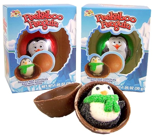 PEEKABOO PENGUIN MILK CHOCOLATE BALLS WITH MALLOW PENGUINS...