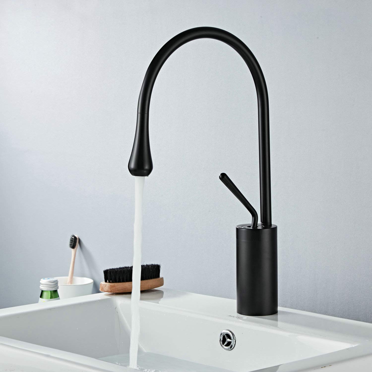 Waschtischarmaturen Bad Waschbecken Wasserhahn Hohe Körper Schwarz