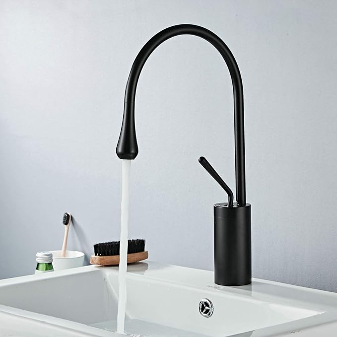 Waschtischarmaturen Bad Waschbecken Wasserhahn Hohe Körper Schwarz