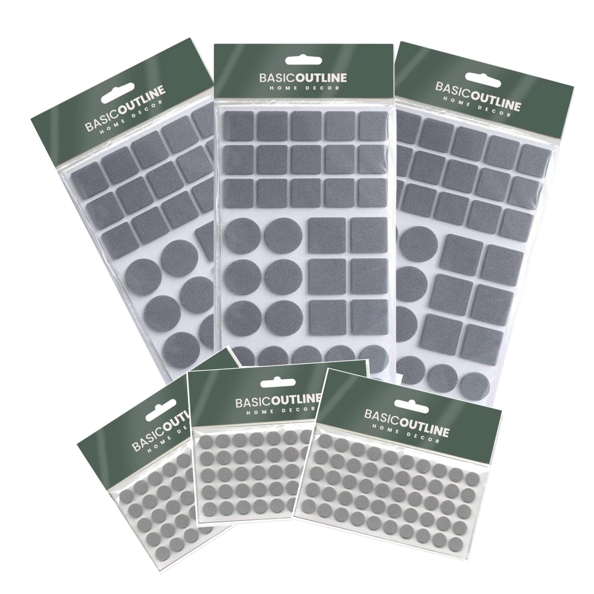 Eva Rubber Furniture Pads miltipack 276 PCS set Non-Slip Floor Protector Pads 126 PCS Mixed Sizes & Kitchen Cabinet bumbers 150 PCS Anti Slam Cushion Rubber feet pads 10 mm (Grey Eva Rubber, 276)