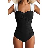EVOCRCO Womens One Piece Swimsuits Tummy Control Bathing Suits Modest Full Coverage Swimsuit Wide Straps Swimwear