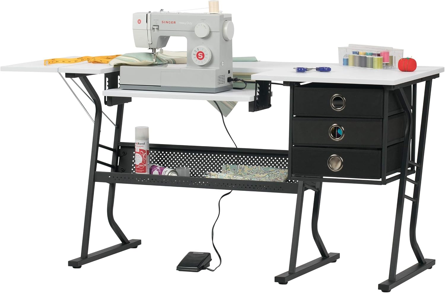 Sew Ready Eclipse Hobby Sewing Center Sewing Craft Table/ Computer Desk with Drawers dealepic