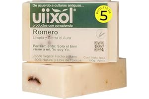 Uiixol Jabones Artesanales en Barra con Aromaterapia | Kit de 5 Jabones con Aceite Esencial de Romero | Jabón Corporal Vegano Natural para Cuerpo y Energía | 100g c/u