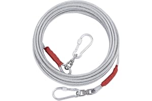EVILPLAN Dog Tie Out Cable for Dogs Outside Up to 125/250lbs,10/20/30/50FT Long Dog Leashe&Chains,Small-Large Dogs Runner Cable for Yard,Heavy Duty Lead Line for Outdoor,Camping,Yard(250lbs 30FT, Silver)
