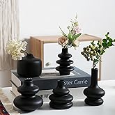 Tenforie Black Ceramic Bud Vase, Small Vase Set of 5, Mini Vases in Bulk for Flower, Decorative Vase for Home Decor, Boho Vases for Wedding Decorations Living Room Dining Table Shelves Decor