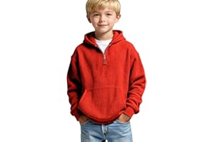 gsatuba Boys Quarter Zip Hoodies - Waffle Knit Kids Long Sleeve Hooded Sweatshirts Teens Pullover Tops Clothes 4-14 Years