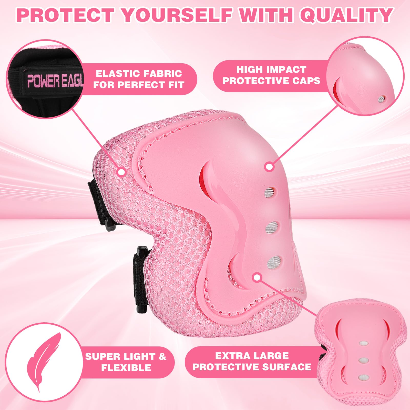 Kids Safety Protective Gear Set for Ages 3-12 Years, Adjustable Knee Pads, Elbow Pads, Wrist Guards for Boys Girls Youth Skateboard, Roller Skating, Scooter, Cycling