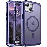 jaroco Magnetic for iPhone 14 Case, [Compatible with MagSafe][Military Grade Drop Protection][Heavy Duty Protection][Non-Slip][Shockproof] 2-Layer Durable Bumper Phone Case 6.1''-Dark Purple