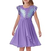 GRACE KARIN Girls Sequin Dress Party Birthday Prom Formal Fancy Midi Dress 5-12 Years
