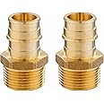 (Pack of 2) EFIELD Pex A Full Flow Expansion Brass Fittings 1"x 1" Male NPT Adapter, ASTM F1960