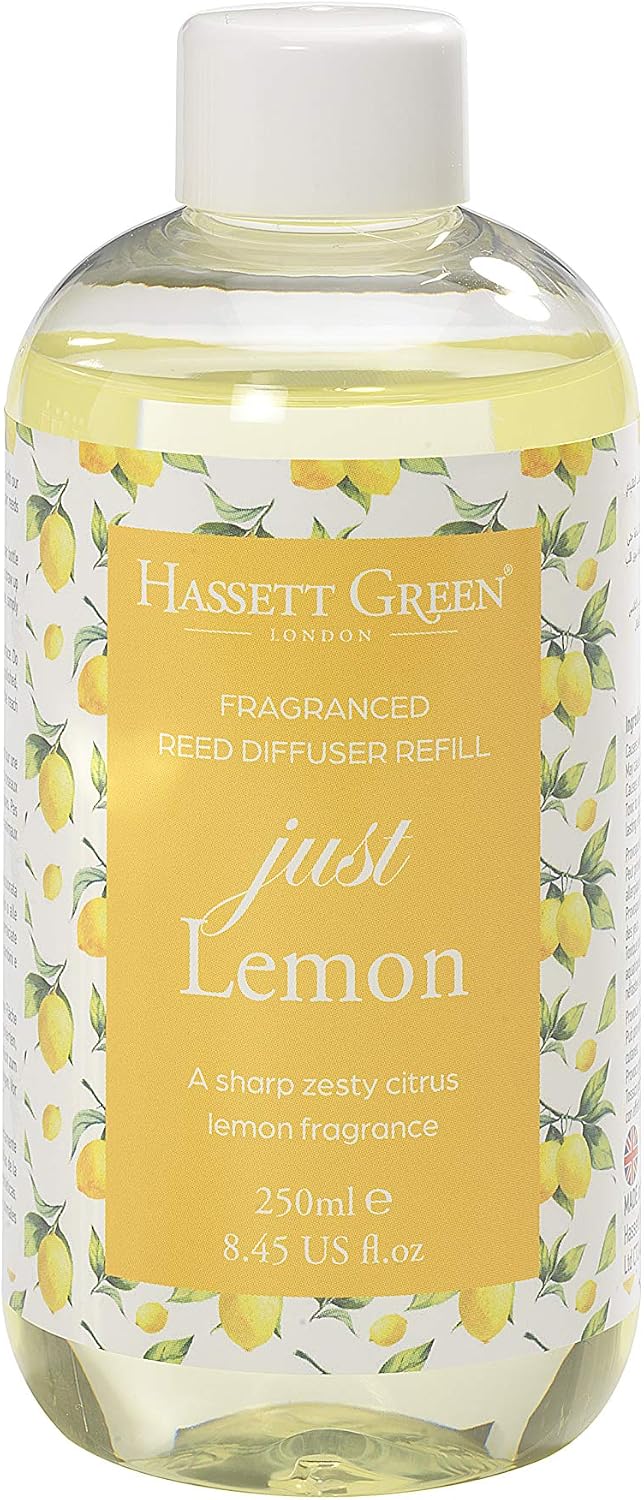 Hassett Green London - Just Lemon - Fragrance Oil Reed Diffuser Refill - Larger Size 250ml Bottle, 250 ml (Pack of 1)