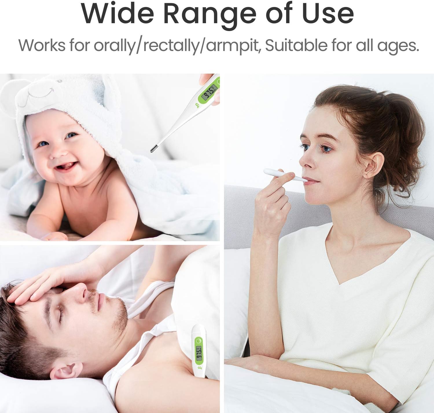 Thermometer for Adults, Oral Thermometer for Fever, Medical Thermometer with Fever Alert, Memory Recall, C/F Switchable, Rectum Armpit Reading Thermometer for Baby Kids and Adults[2020 New Model]: Health & Personal Care