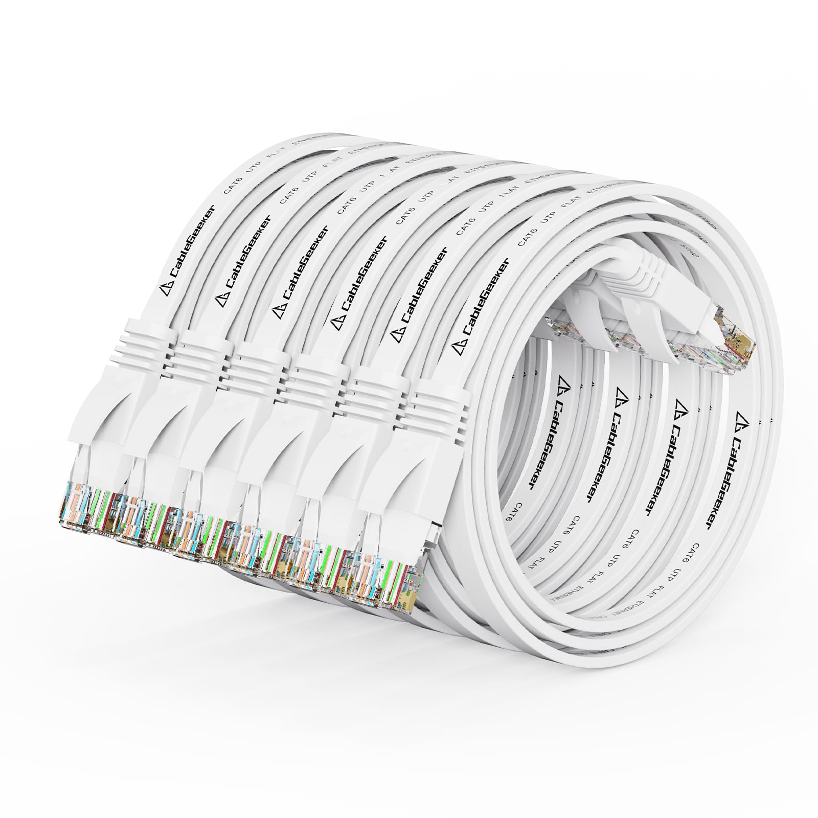 Photo 1 of Cat 6 Ethernet Cable 1ft (6 Pack) (at a Cat5e Price but Higher Bandwidth) Flat Internet Network Cable - Cat6 Ethernet Patch Cable Short - White Cat6 Computer Cable with Snagless RJ45 Connectors