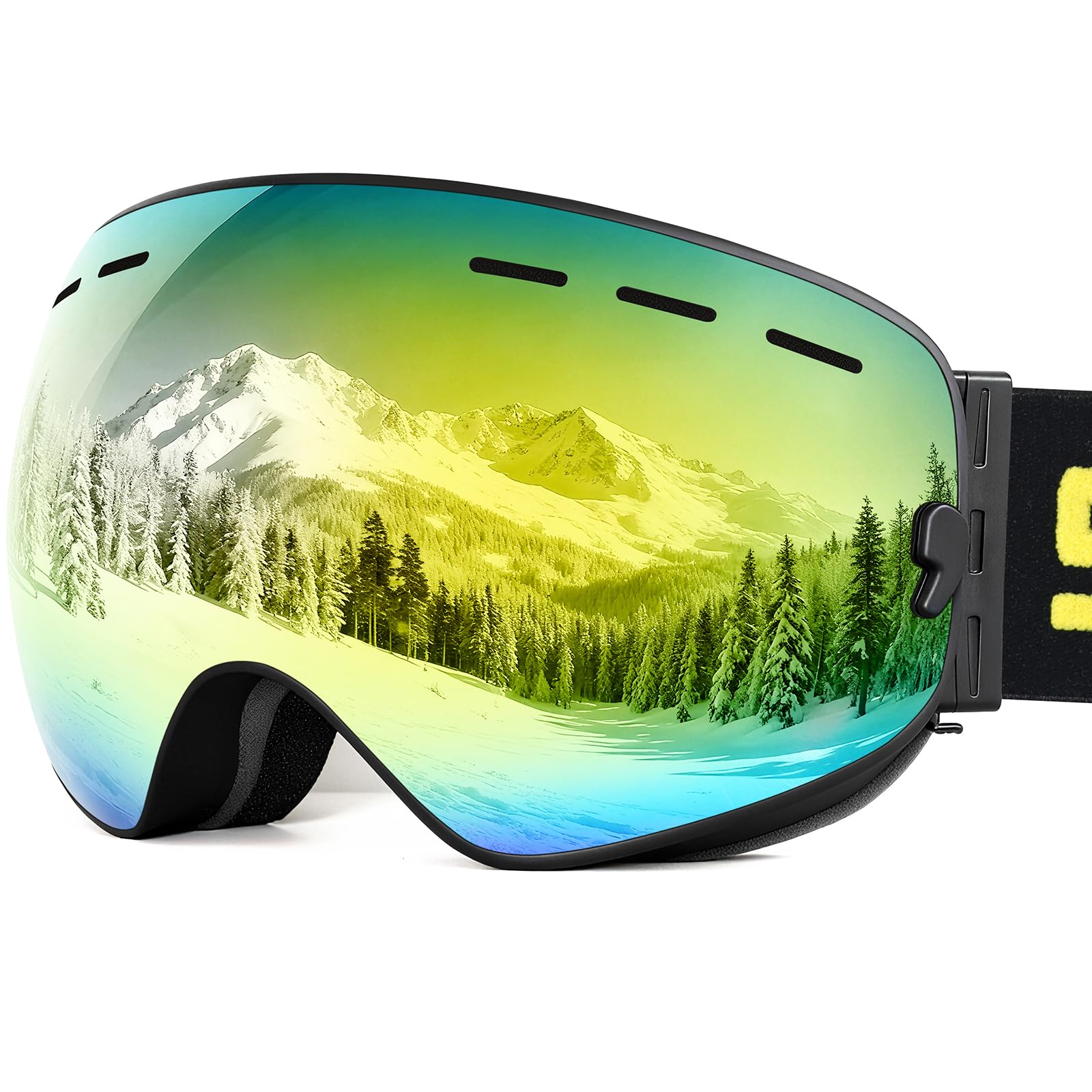 SPOSUNE Ski Goggles Over Glasses with Anti-Fog Spherical Dual Lens,100% UV400 Protection Skiing Snow Snowboard Goggles for Men Women Youth,Helmet Compatible Anti Glare Impact Resistant Windproof