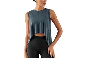 ODODOS Modal Soft Sleeveless Crop Top for Women Athletic Tee Gym Workout Cropped Yoga Tank