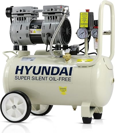 Hyundai 24L Oil-Free Low Noise Air Compressor 750W 5.2CFM Twin Gauges