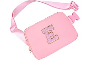 Uygafly Personalized Belt Bag for Women Girls - Fashion Mini Waist Packs with Adjustable Strap - Trendy Travel Fanny Pack Crossbody Bags with Initial Letter - Teen Gifts | Pink,Pink E
