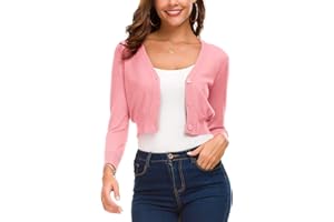 EXCHIC Women's Trendy Bolero Shrug Cropped Cardigan 3/4 Sleeve Open Front Short Cardigans