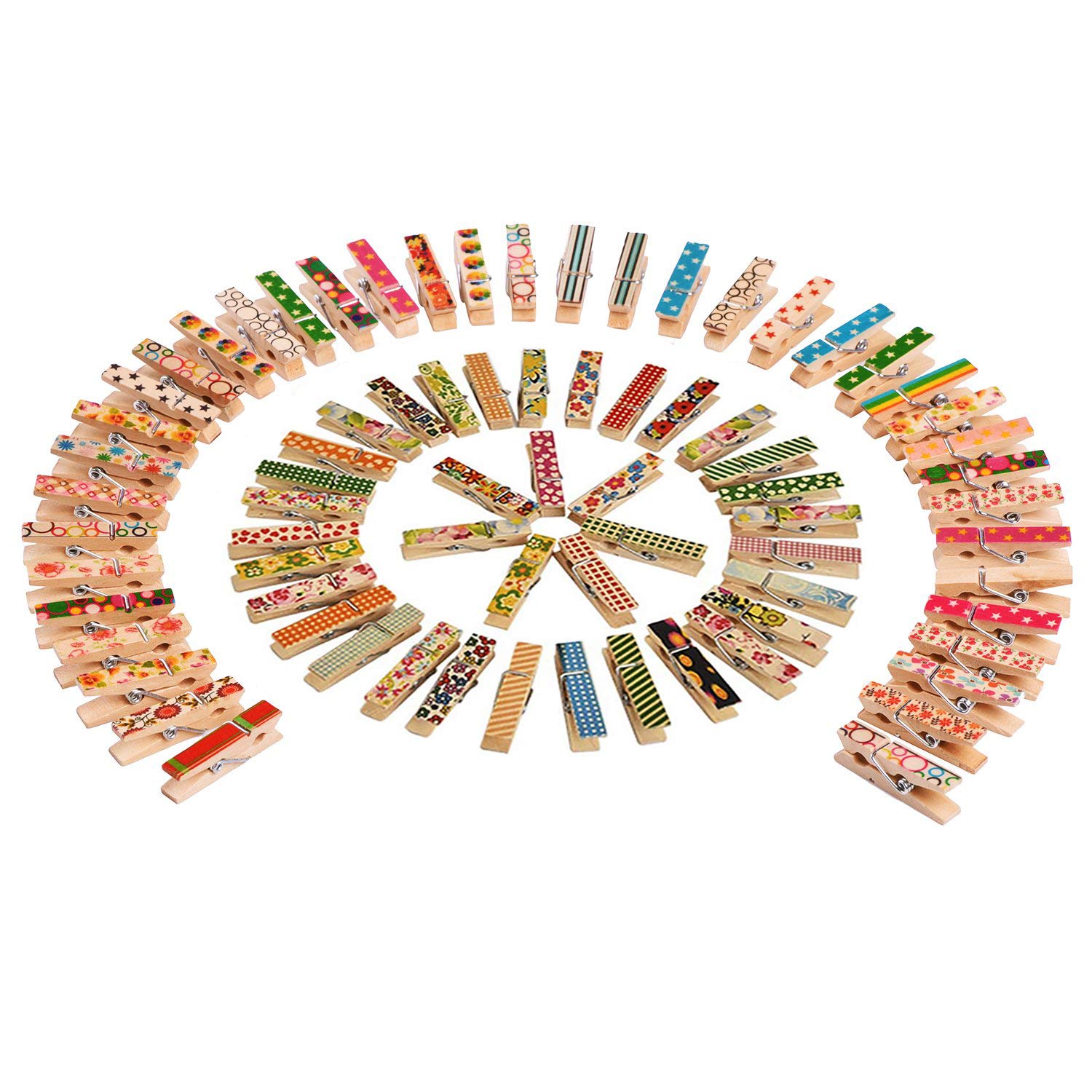 Coloured Wooden Clip,Mini Clothes Pegs 100 Pack Wooden Photo Clips Colorful Craft Clips for Art Craft DIY Patry Wedding Decoration 7 * 35mm