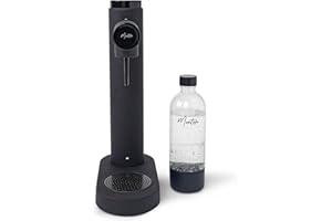 MonTen Soda Sparkling Water Maker - Matte Black Soda Maker - Includes 900ML Reusable Bottle - Made with Premium Stainless Steel - Compatible with Screw-In Sodastream & Soda Sense CO2 Cylinders