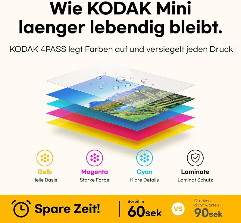Mini 2 Retro 5x7,6cm Tragbarer Fotodrucker, 4PASS, 38 Blatt, Weiß