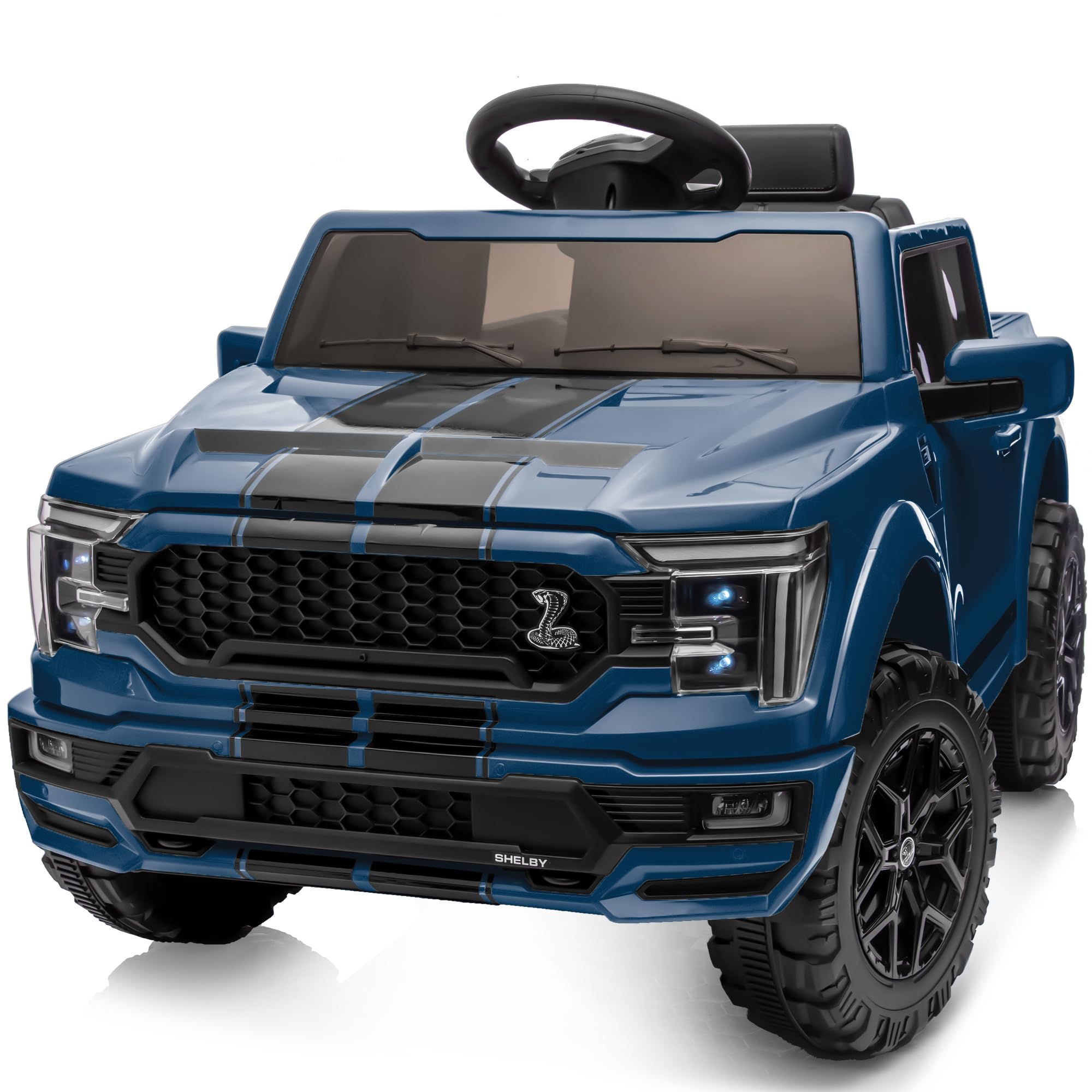 Hikiddo Licensed Ford Shelby F-150 24V Kids Ride on Toy, Electric Car for Kids with Remote Control, 400W Motors - Blue