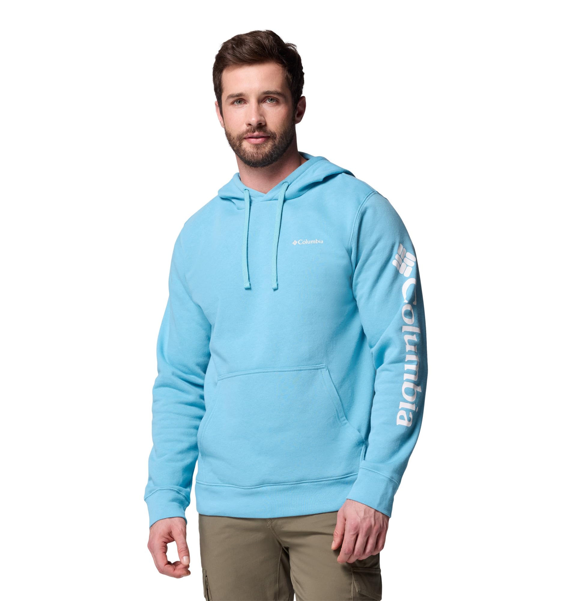 Columbia Mens Trek Long Sleeve Hoodie, Vintage Blue/CSC Sleeve Logo, X-Large Tall Image