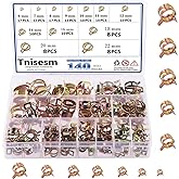 Tnisesm 140 Pcs 12 Values 6-22mm Spring Band Type Action Pipe Clamp, Air Hose Tube Water Pipe Fuel Pipe Silicone Vacuum Hose 