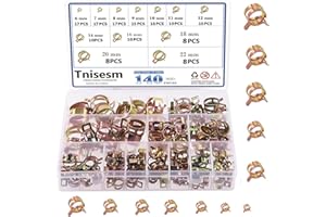 Tnisesm 140 Pcs 12 Values 6-22mm Spring Band Type Action Pipe Clamp, Air Hose Tube Water Pipe Fuel Pipe Silicone Vacuum Hose 