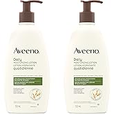 Aveeno Daily Moisturizing Lotion with Pump, Dry Skin, Non Comedogenic, Prebiotic Oat, Daily Moisturizer, Fragrance Free, Pack