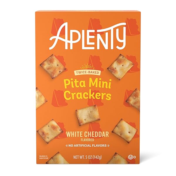 APLENTY, WHITE CHEDDAR PITA MINI CRACKERS, 5 OZ