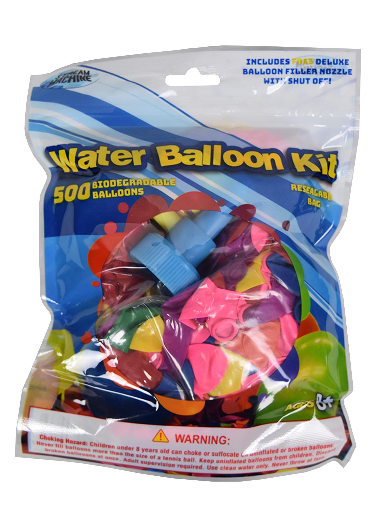 Water Sports Water Balloons Refill Kit 500 ct- Biodegradable Water Balloons with Water Balloon Hose Adapter for Quick Fill, Assorted, One Size