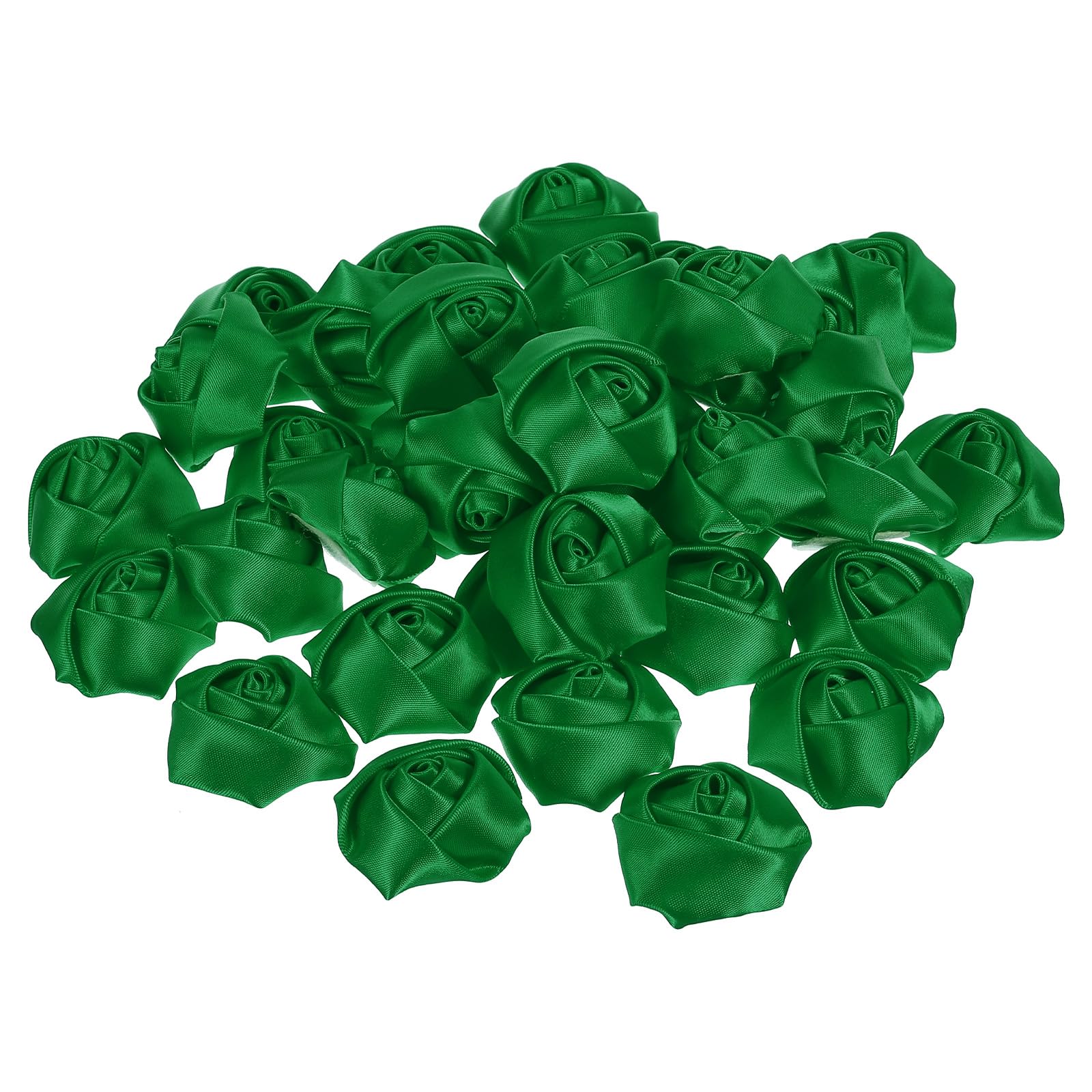 PATIKIL 1.6" Satin Ribbon Roses, 50 Pack Artificial Flowers Roses Heads Handmade Fake Flowers Fabric Flowers for Crafts Wedding Bouquet, Green