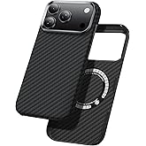 GESIHOPY Aramid Fiber for iPhone 17 Pro Max Case Black/Grey(Twill), Compatible with MagSafe,Slim & Light, Case-Less Touch Feeling