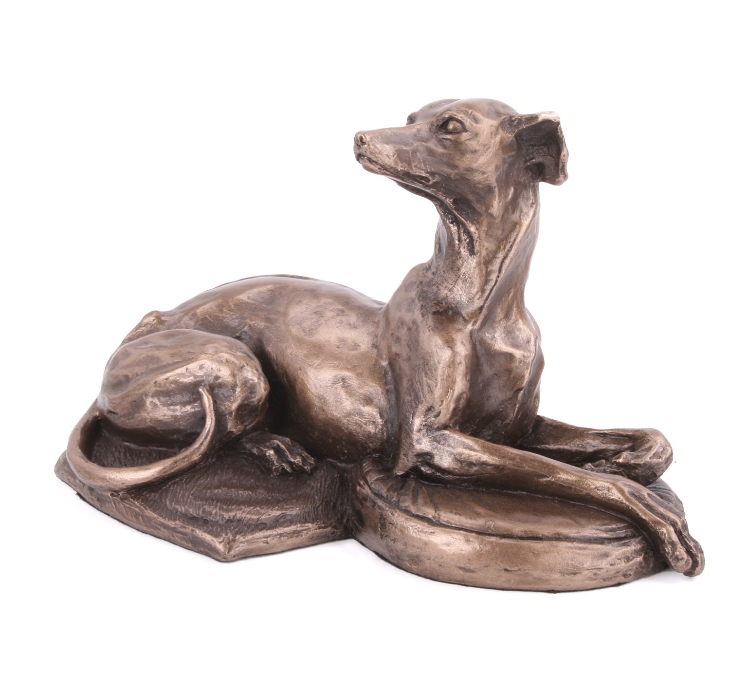 Fiesta Studios Harriet Glen's Whippet Lying Down Dog Cold Cast Bronze Sculpture Home Decor or Gift Idea H8.5cm
