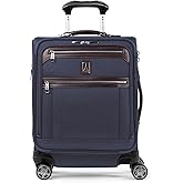 Travelpro Platinum Elite Softside Expandable Carry on Luggage, 8 Wheel Spinner Suitcase, USB Port, Men and Women, International, True Navy, Carry On 19-Inch