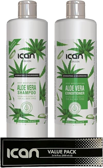 ICAN LONDON Aloe Vera Anti Dandruff Itch Relief Shampoo Conditioner Set 500ml x2